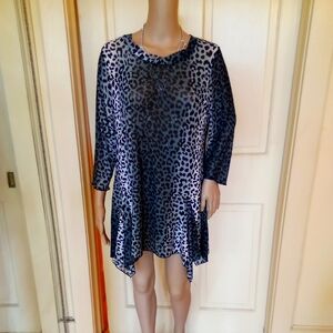 Sheer Leopard Print shirt/dress SZ LG w/o Blazer